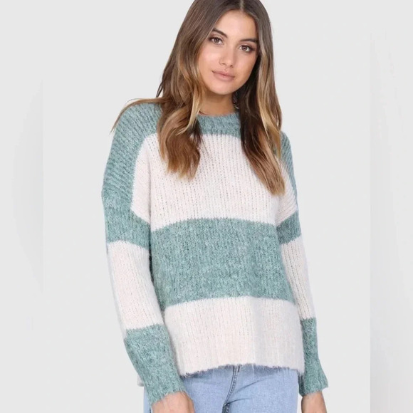 Lost In Lunar Kennedy Striped Fuzzy Knit Sweater - Picture 1 of 8